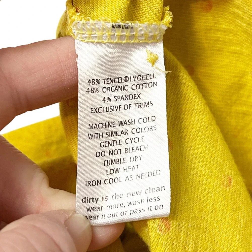 Toad & Co Laurel Dress XL yellow daisy floral short sleeve casual puffed sleeves
